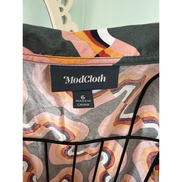 ModCloth “Mod Well” Rainbow sleeveless midi dress Sz  6 Swirl - Picture 4 of 5